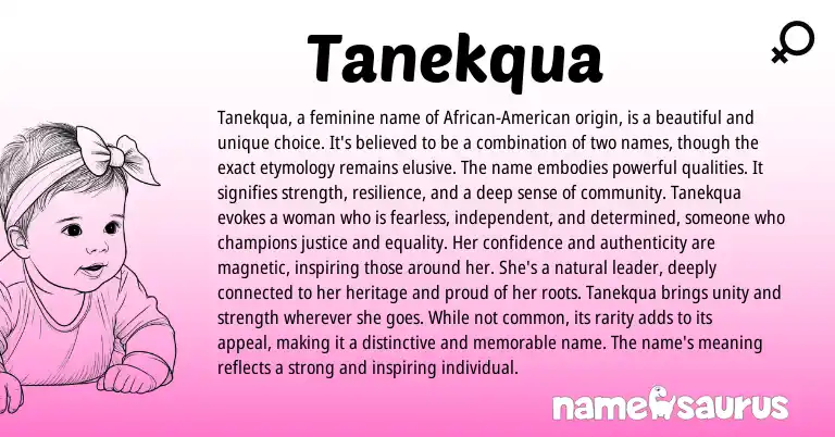 Infographic about Tanekqua name meaning, Tanekqua is a name from Other origin(s).