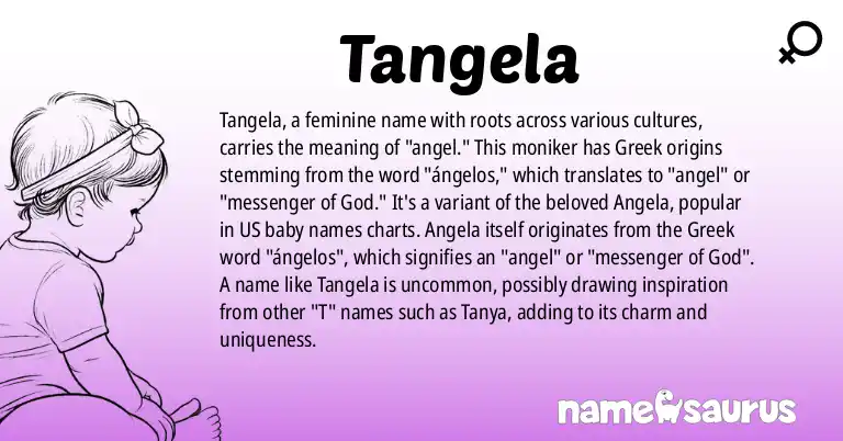 Infographic about Tangela name meaning, Tangela is a name from African American, American, Greek origin(s).