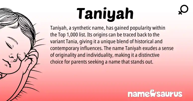 Infographic about Taniyah name meaning, Taniyah is a name from N/A origin(s).