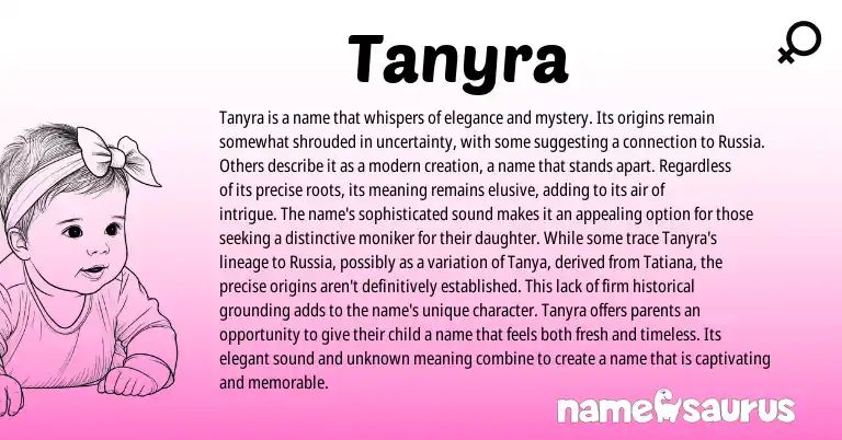 Infographic about Tanyra name meaning, Tanyra is a name from Other origin(s).