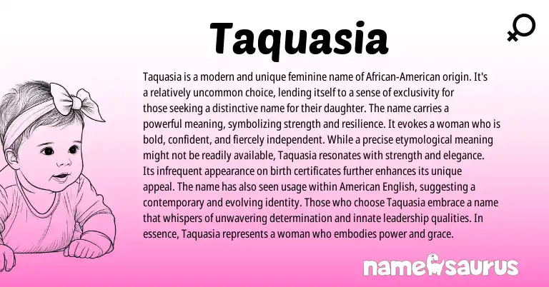 Infographic about Taquasia name meaning, Taquasia is a name from Other origin(s).