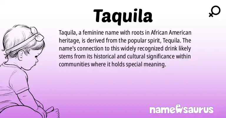 Infographic about Taquila name meaning, Taquila is a name from African American origin(s).