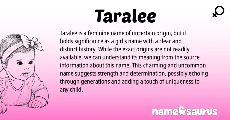 Infographic about Taralee name meaning, Taralee is a name from N/A origin(s).