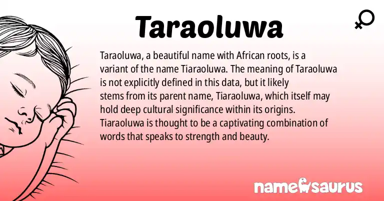 Infographic about Taraoluwa name meaning, Taraoluwa is a name from African origin(s).