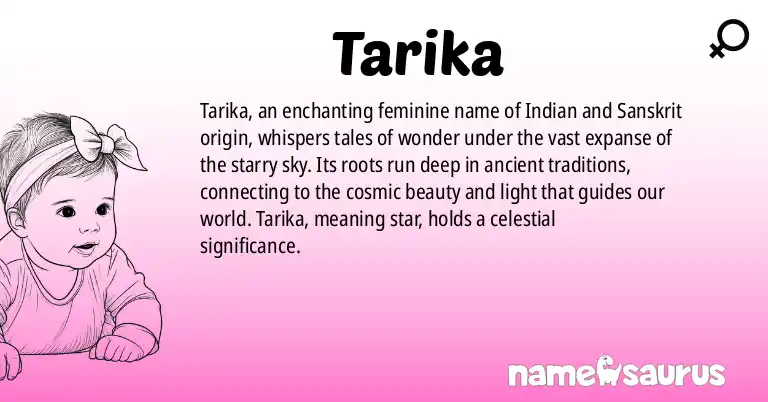Infographic about Tarika name meaning, Tarika is a name from Sanskrit, Indian origin(s).