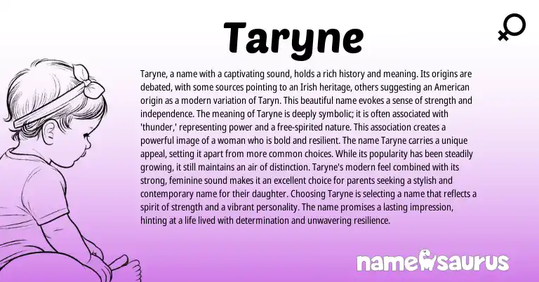 Infographic about Taryne name meaning, Taryne is a name from Irish origin(s).