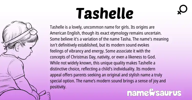 Infographic about Tashelle name meaning, Tashelle is a name from Jamaican, Other origin(s).