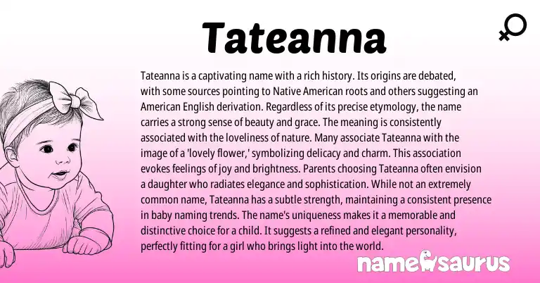 Infographic about Tateanna name meaning, Tateanna is a name from American origin(s).