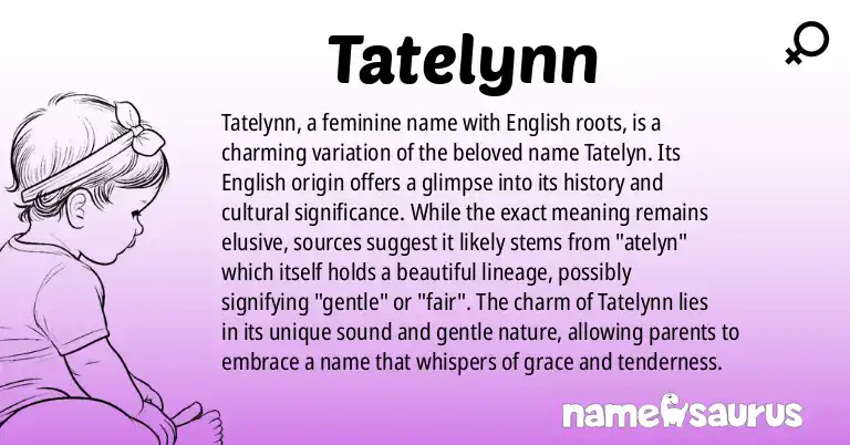 Infographic about Tatelynn name meaning, Tatelynn is a name from English origin(s).
