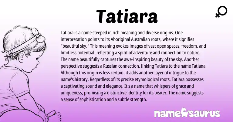 Infographic about Tatiara name meaning, Tatiara is a name from Aboriginal, Other origin(s).