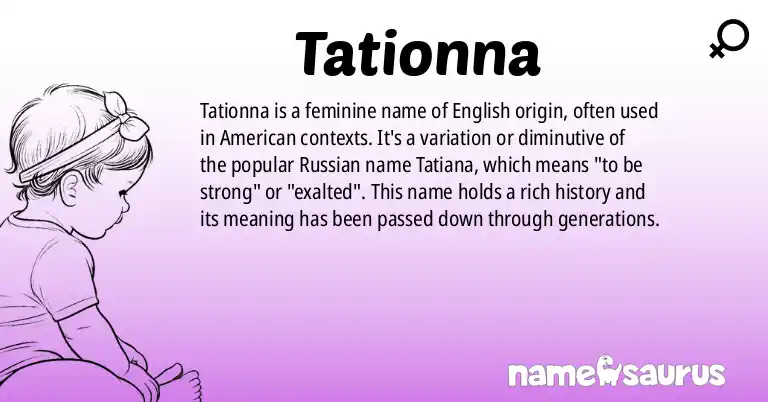 Infographic about Tationna name meaning, Tationna is a name from English (American) origin(s).