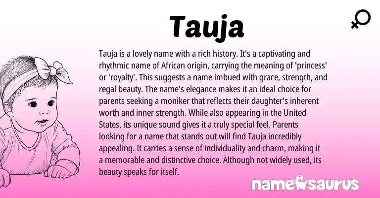 Infographic about Tauja name meaning, Tauja is a name from African origin(s).