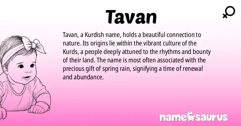 Infographic about Tavan name meaning, Tavan is a name from Kurdish origin(s).