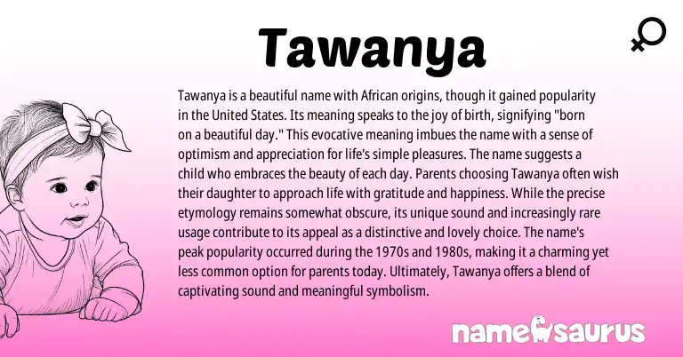 Infographic about Tawanya name meaning, Tawanya is a name from African origin(s).