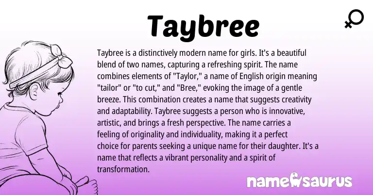 Infographic about Taybree name meaning, Taybree is a name from English, American origin(s).