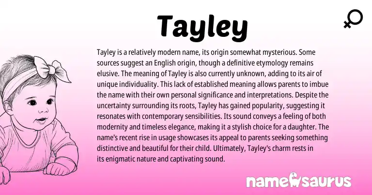 Infographic about Tayley name meaning, Tayley is a name from Other origin(s).
