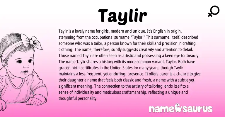 Infographic about Taylir name meaning, Taylir is a name from English origin(s).