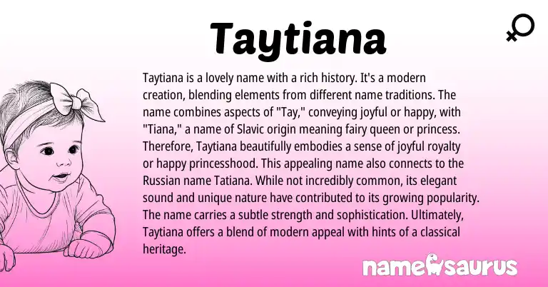 Infographic about Taytiana name meaning, Taytiana is a name from Slavic origin(s).