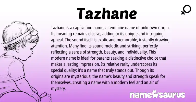Infographic about Tazhane name meaning, Tazhane is a name from Other origin(s).