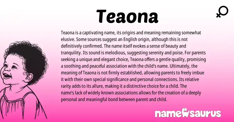 Infographic about Teaona name meaning, Teaona is a name from Other origin(s).