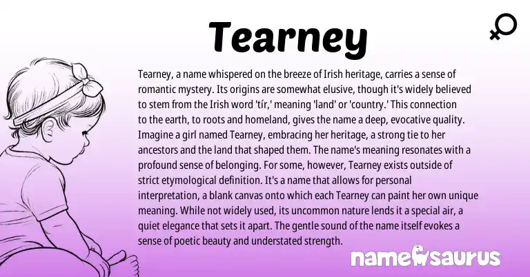 Infographic about Tearney name meaning, Tearney is a name from Irish origin(s).