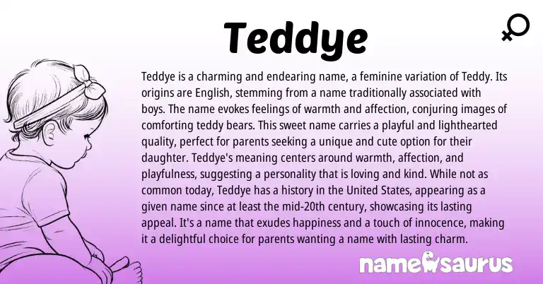 Infographic about Teddye name meaning, Teddye is a name from English, American origin(s).