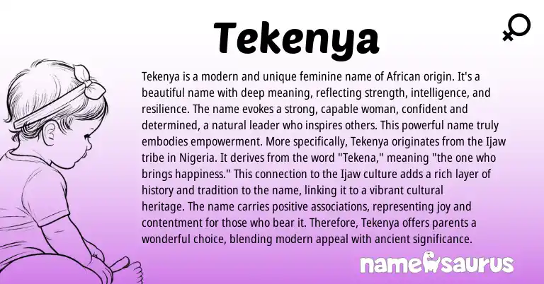 Infographic about Tekenya name meaning, Tekenya is a name from African origin(s).