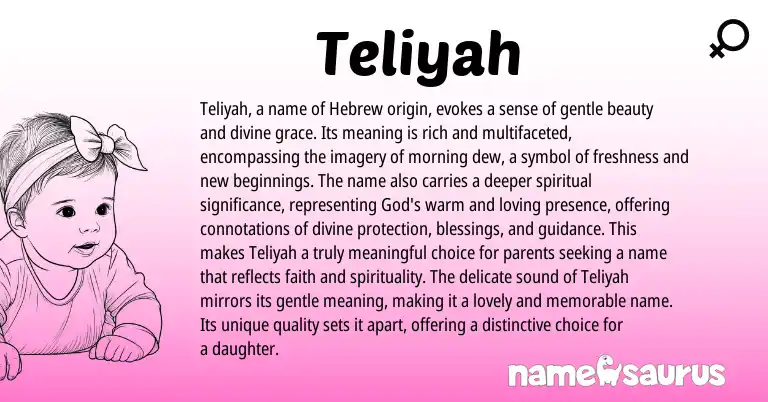 Infographic about Teliyah name meaning, Teliyah is a name from Hebrew origin(s).