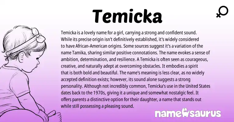 Infographic about Temicka name meaning, Temicka is a name from Other origin(s).