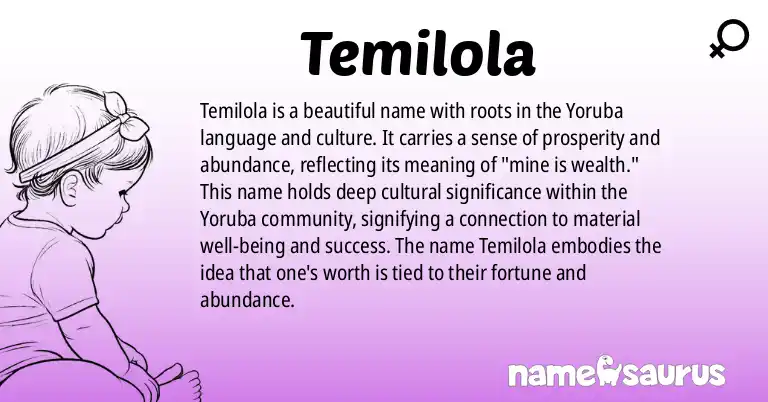 Infographic about Temilola name meaning, Temilola is a name from Yoruba origin(s).