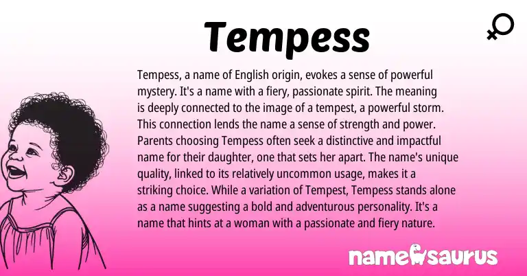 Infographic about Tempess name meaning, Tempess is a name from English origin(s).