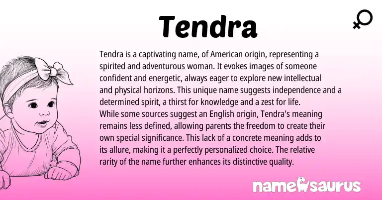 Infographic about Tendra name meaning, Tendra is a name from American origin(s).