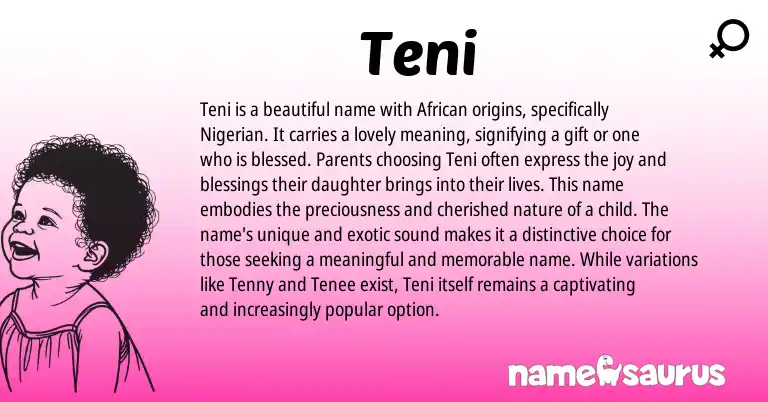 Infographic about Teni name meaning, Teni is a name from Persian, Nigerian origin(s).