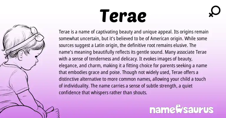 Infographic about Terae name meaning, Terae is a name from Latin origin(s).