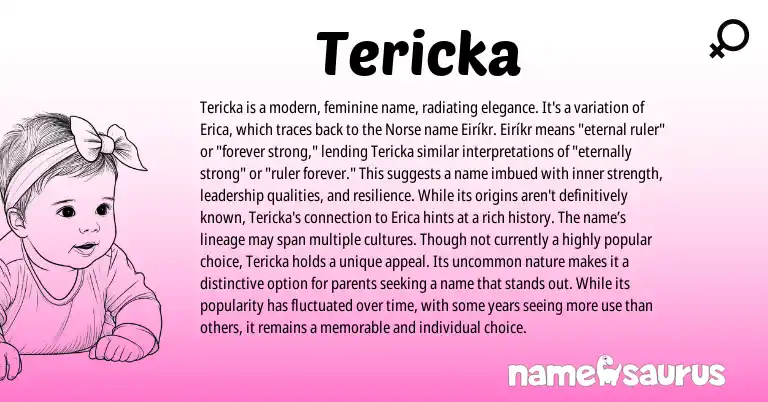 Infographic about Tericka name meaning, Tericka is a name from Norse origin(s).