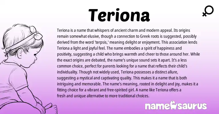 Infographic about Teriona name meaning, Teriona is a name from Greek origin(s).