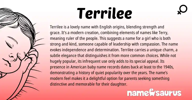 Infographic about Terrilee name meaning, Terrilee is a name from English origin(s).