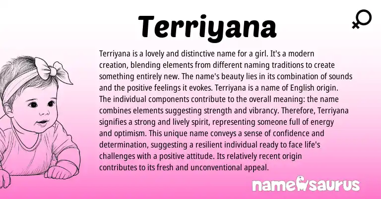Infographic about Terriyana name meaning, Terriyana is a name from Other origin(s).