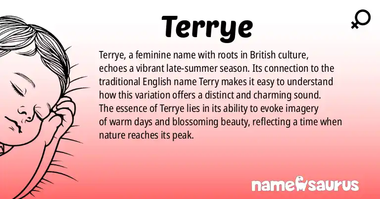 Infographic about Terrye name meaning, Terrye is a name from British origin(s).