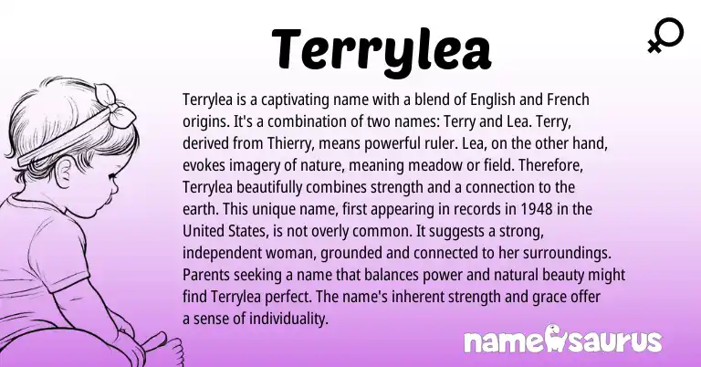 Infographic about Terrylea name meaning, Terrylea is a name from French, English origin(s).