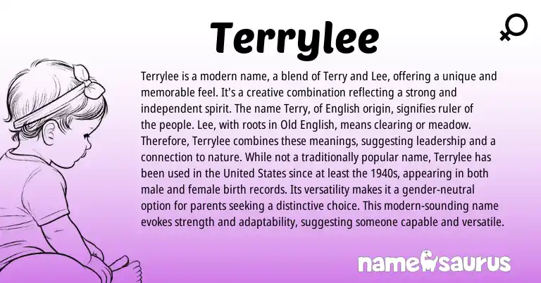 Infographic about Terrylee name meaning, Terrylee is a name from English origin(s).