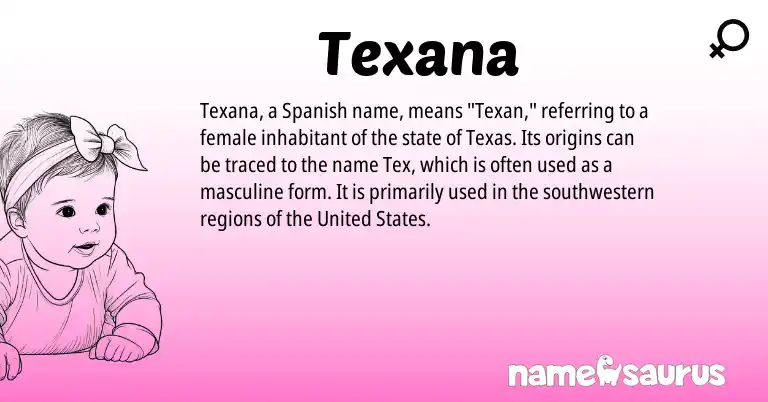 Infographic about Texana name meaning, Texana is a name from Spanish, United States origin(s).