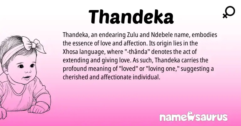Infographic about Thandeka name meaning, Thandeka is a name from Zulu, Ndebele, Xhosa origin(s).