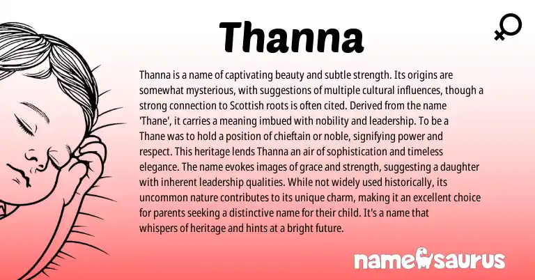Infographic about Thanna name meaning, Thanna is a name from Scottish origin(s).