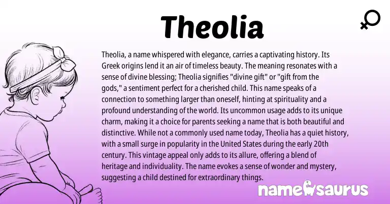 Infographic about Theolia name meaning, Theolia is a name from Greek origin(s).