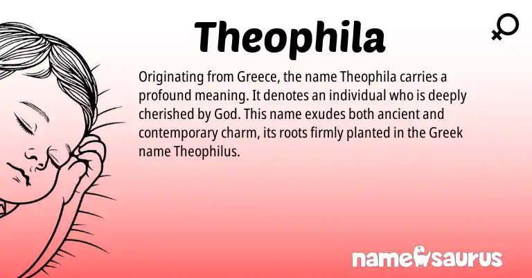 Infographic about Theophila name meaning, Theophila is a name from Greece, Greek origin(s).