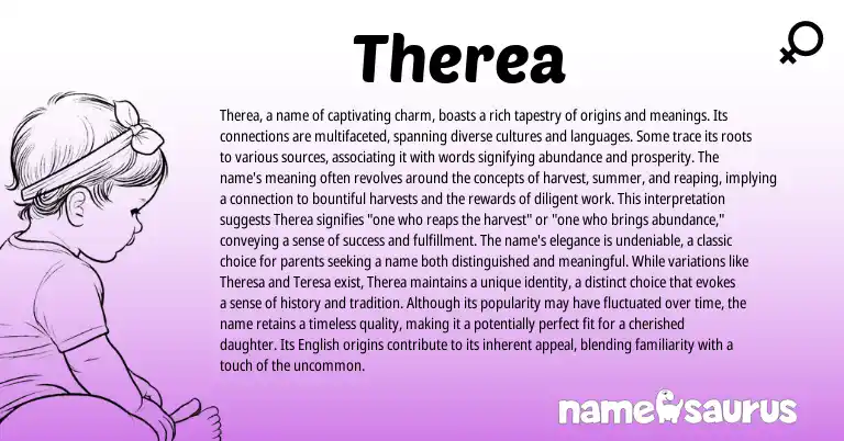 Infographic about Therea name meaning, Therea is a name from Other origin(s).