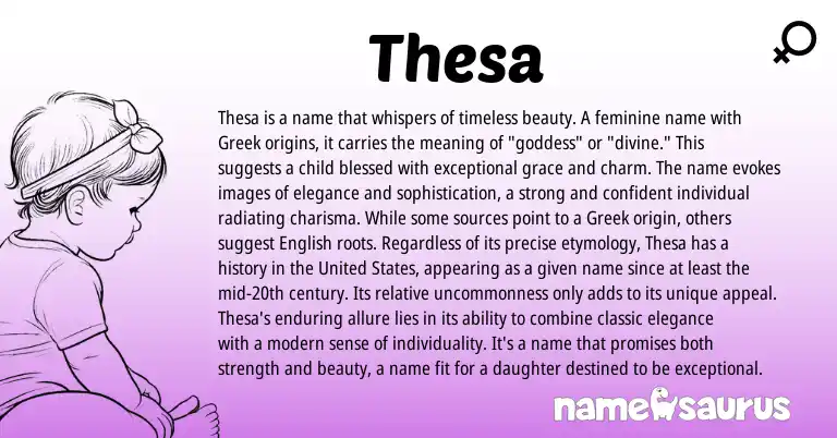Infographic about Thesa name meaning, Thesa is a name from Greek origin(s).