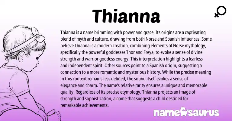 Infographic about Thianna name meaning, Thianna is a name from Norse origin(s).
