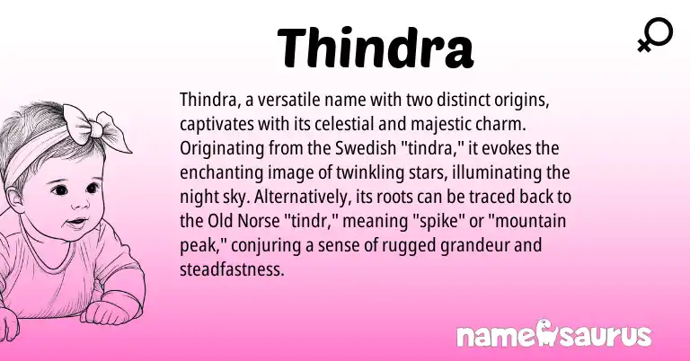 Infographic about Thindra name meaning, Thindra is a name from Old Norse, Swedish origin(s).